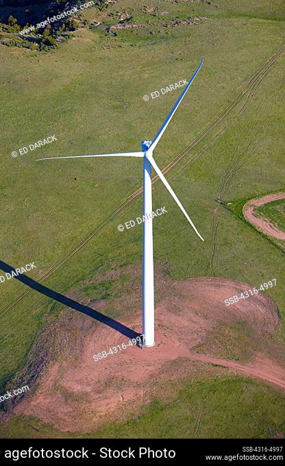 Aerial view of a wind turbine, Colorado