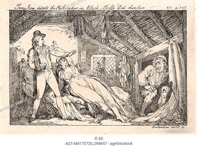 Drawings and Prints, Print, Tom Jones detects the Philsopher in Black Molls Bed Chamber..., illustration to Henry Fielding's The History of Tom Jones