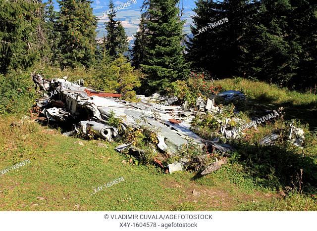 The remains of aircraft disaster from WWII at peak Slemä in Nizke Tatry, Slovakia  The airplane was LI-2, all 18 passengers died