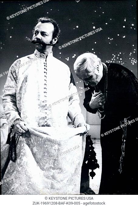 Dec. 08, 1969 - Pictured are actors Osman Ragheb(as the Shah of Persia) and Marcel Andre (as his servant Patominos) in the two-part tv production 'Die...