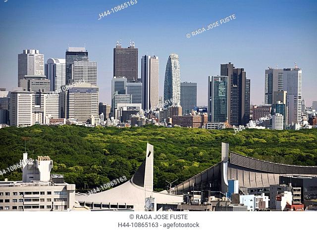 Japan, Tokyo City, Shinjuku District, Skyline, Meiji Park