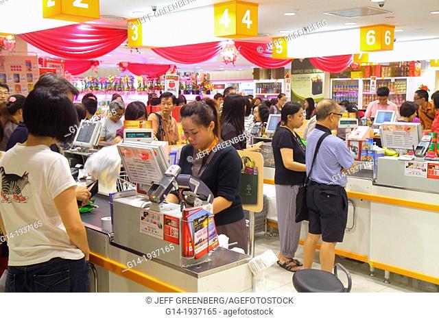 Singapore, Bishan Place, Junction 8, shopping, mall, complex, FairPrice Finest, Fair Price, grocery store, supermarket, food, Asian, woman, man, cashier
