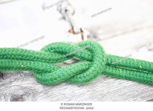 Germany, Reef knot of synthetic rope, close up