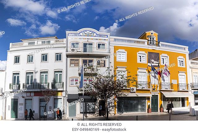 Outdoor view of the main architecture style of buildins in Loule city, Portugal