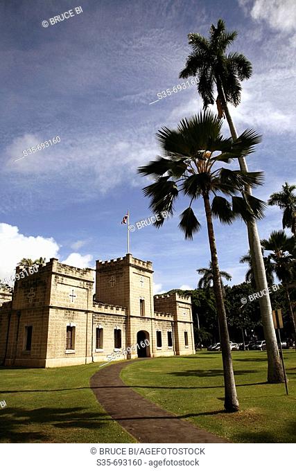 The Iolani Barracks in Iolani Palace. Honolulu. Oahu. Hawaill. USA