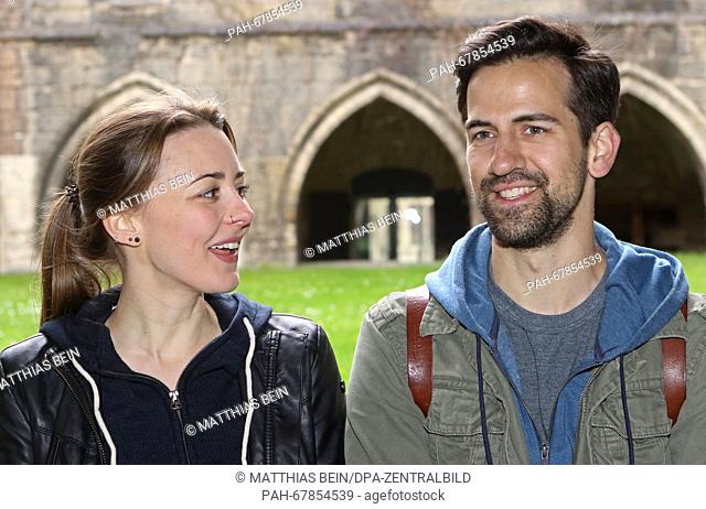German actress Lisa Wietzorek and US-American actor Jake Koeppl during the production of US-American movie 'After Walpurgisnacht' at the Liebfrauen church in...