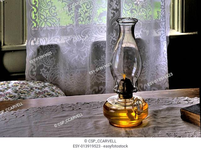 Oil Lamp Dining Table Stock Photos And, Dinner Table Oil Lamps