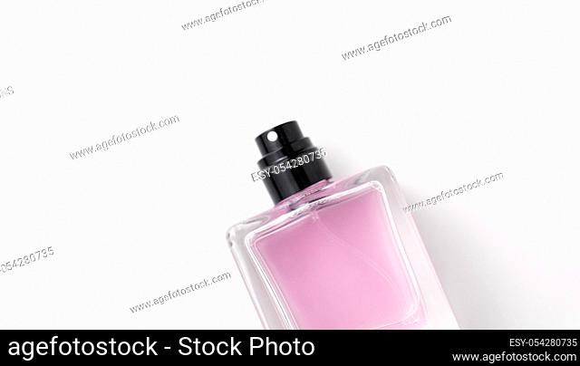 bottle of perfume or pink toilette water