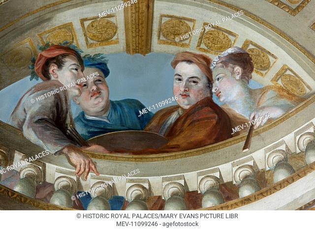 The King's Staircase ceiling, showing William Kent with his mistress, Elizabeth Butler, and two of his assistants
