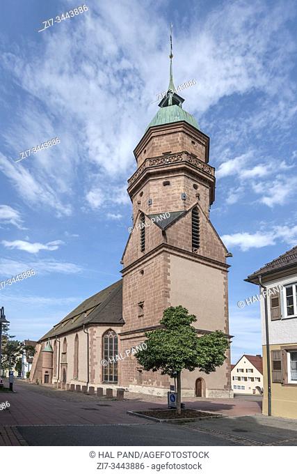 FREUDENSTADT, GERMANY - September 04 2019: Stadtkirche church in touristic historical town , shot in bright light on september 04 2019 at Freudenstadt