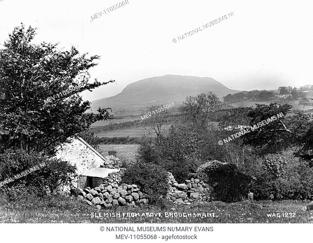 Slemish from Above Broughshane - a view of Slemish with a cottage in the foreground. (Location: Northern Ireland: County Antrim: Slemish)