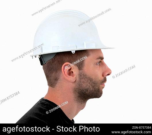 Engineer with hardhat on white background, isolated