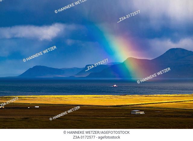 Rainbow in the nature of Snaefellsnes peninsula, Iceland