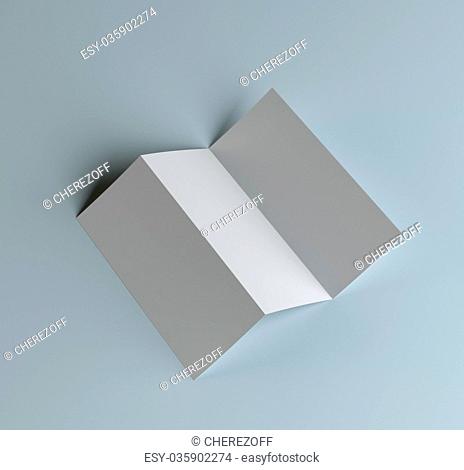 Blank tri fold paper brochure mockup