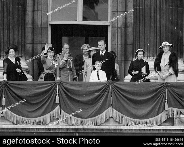 The Queen Waves - Her Uncle Smokes- The strain of the hour-long ceremony over, the Duke of Gloucester - bearskin disordered-smokes a cigarette as his niece
