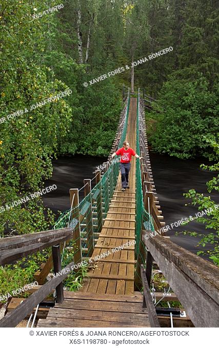 Brigde, Oulankajoki river, Oulanka Canyon day trail, National Park of Oulanka, Kuusamo, Finland