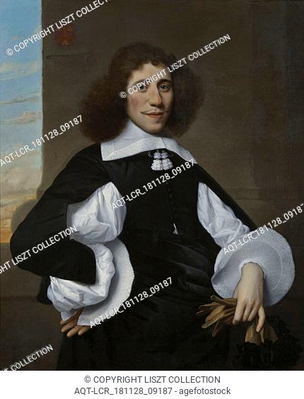 Isaack Luttichuys, Portrait of Abraham de Riemer (1628-1683), portrait painting footage linen oil paint, Standing rectangular portrait of man representing...
