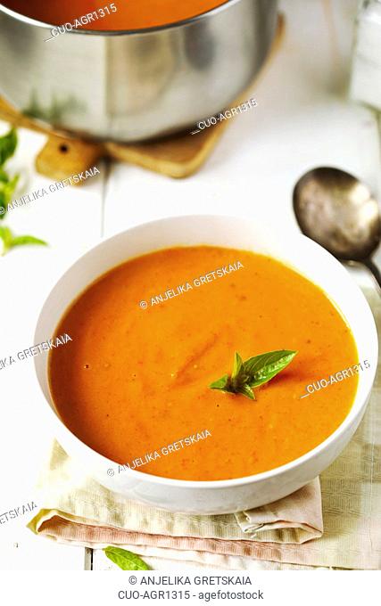 Roasted vegetable cream soup. Tomato soup
