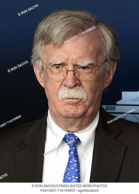 National Security Advisor John R. Bolton conducts a briefing in the Brady Press Briefing Room of the White House in Washington, DC on Monday, January 28, 2019