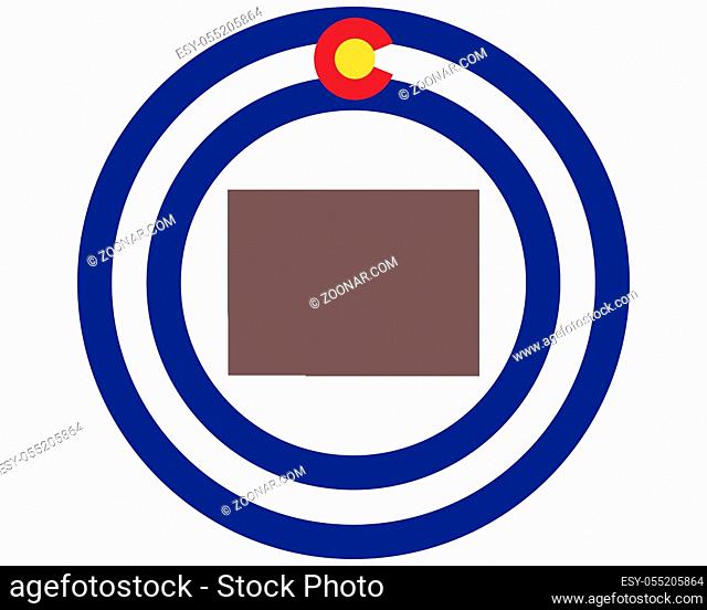 Landkarte von Colorado auf Hintergrund mit Fahne - Map of Colorado on background with flag