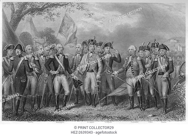 'The British surrendering their arms to Gen: Washington, 1781', 1859. Artist: James Stephenson