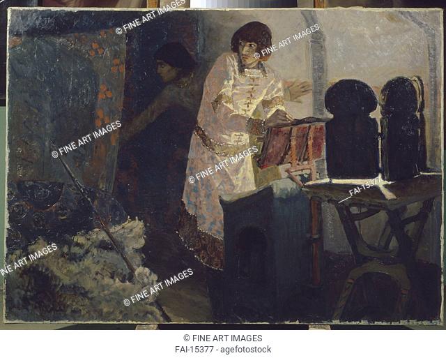 Prince Boris before his Assassination. Polenova, Elena Dmitryevna (1850-1898). Oil on canvas. Russian Painting of 19th cen. . ca 1896