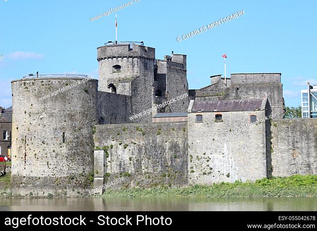 King John's Castle located in Limerick, Ireland on the shore of the River Shannon,