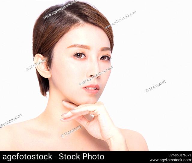 Beauty asian women face with skin care healthy