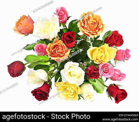 Bouquet of roses from above