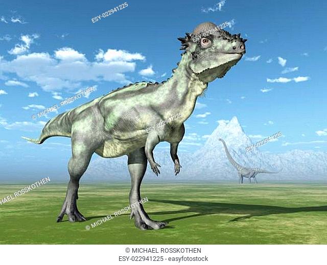 Pachycephalosaurus und Mamenchisaurus