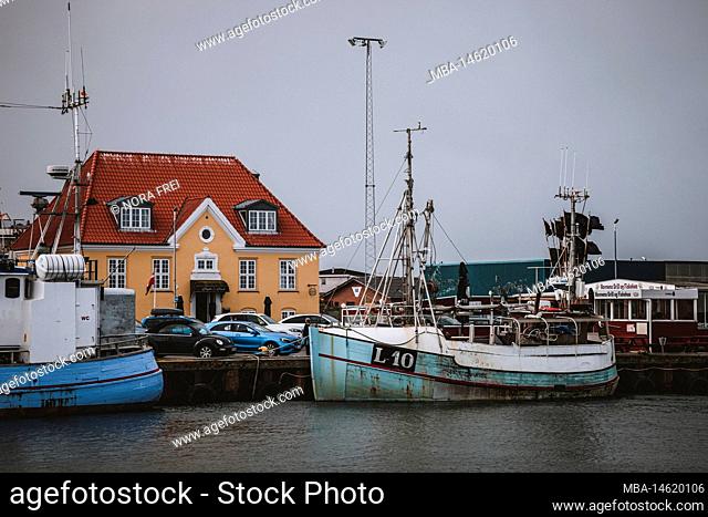 Thyboron, harbor, fishing boat, house, Jutland, architecture, ship, Denmark