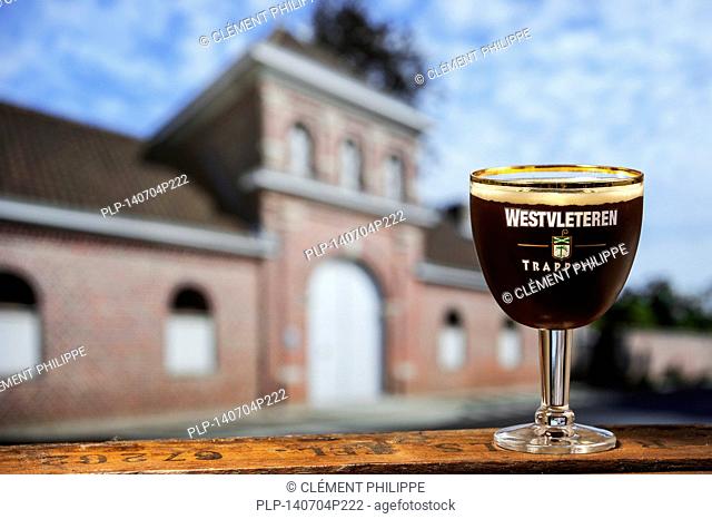 Westvleteren trappist, best beer in the world, in front of the Sint-Sixtusabdij / Abbey of Saint Sixtus of Westvleteren and brewery run by Cistercian / Trappist...