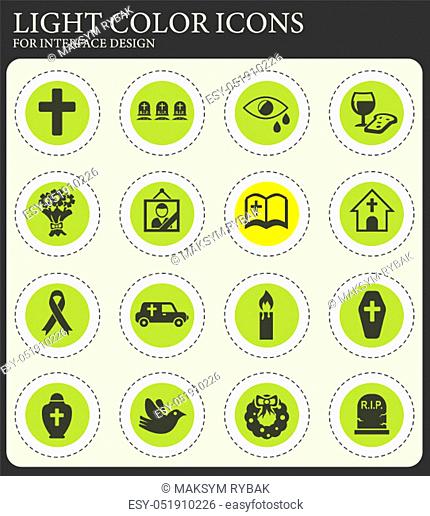 funeral services web icons for user interface design