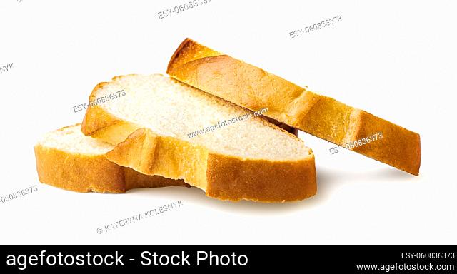Three slices of bread isolated on a white background
