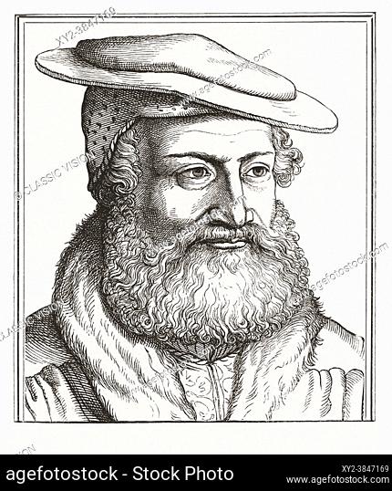 Hans Sachs, 1494 - 1576. German Meistersinger, or Master singer, poet and playwright. Meistersingers were members of a German guild with set rules for certain...