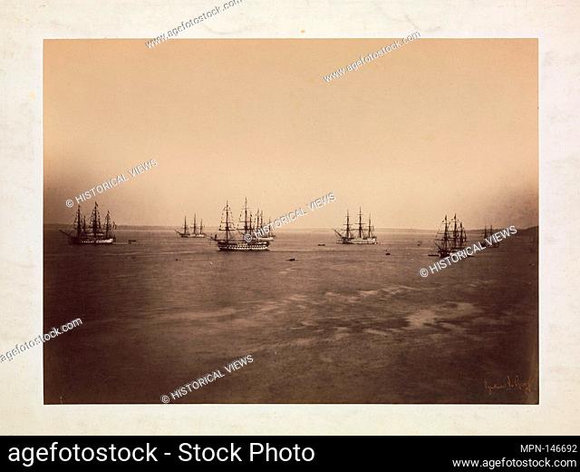 The French and English Fleets, Cherbourg. Artist: Gustave Le Gray (French, 1820-1884); Date: August 1858; Medium: Albumen silver print from glass negative;...