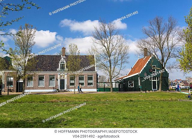 Traditional houses in the historic village of Zaanse Schans, The Netherlands, Europe