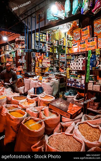 bazaar, market stall, spices, city, medina, fez, maghreb, morocco, africa
