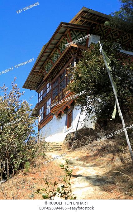 Typical Bhutanese architecture in central Bhutan