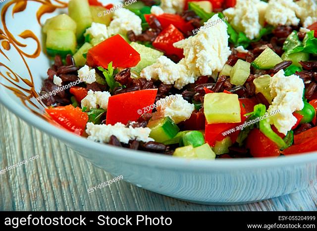 Black Rice Tabbouleh with Feta, vegetarian tabouli bowl