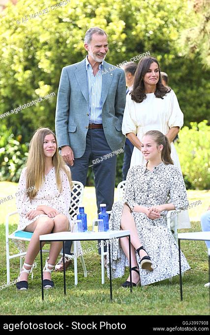 King Felipe VI of Spain, Queen Letizia of Spain, Crown Princess Leonor, Princess Sofia attends a Code.org workshop and Meeting with previous Princess of Girona...