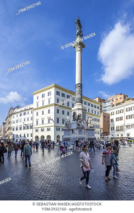 Column of the Immaculate Conception at Piazza Mignanelli, Rome, Lazio, Italy, Europe