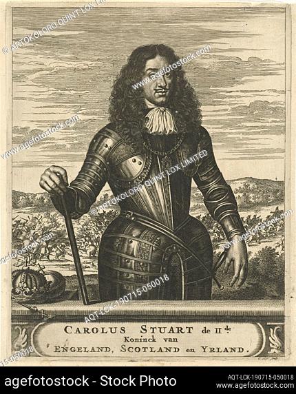 Portrait of Charles II, King of England, Knee piece of Charles II, King of England. He is holding a command staff in his right hand