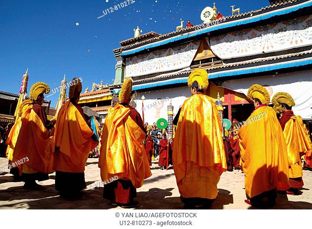 every year traditional Tibetan Buddhas Thangka festival in Gansu Labulengsi celebrate.this is tibetan very holy and most important festival