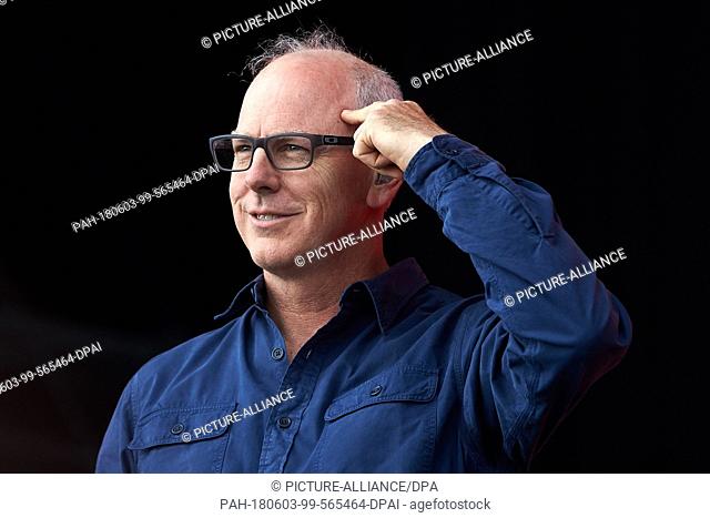 03 May 2018, Germany, Nuerburg: Singer of the US punk rock band 'Bad Religion', Greg Graffin, on the main stage at the music festival 'Rock am Ring'