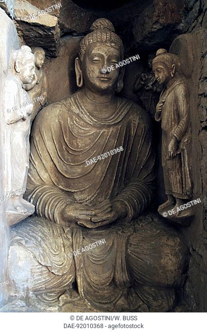 Statue of Buddha, ruins of the Jaulian monastery, Taxila (UNESCO World Heritage List, 1980), 5th century BC