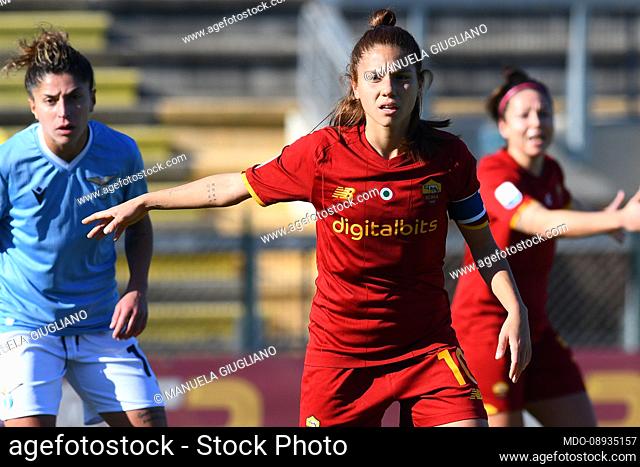 The player of Roma Manuela Giugliano during the match Roma woman-Lazio woman at the Tre Fontane Stadium. Rome (Italy), December 12th, 2021