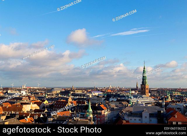 Copenhagen, Denmark - February 3, 2016: View of the skyline from the round tower