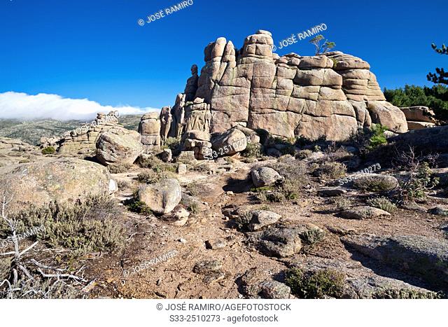 Cliffs on the Pass of the Milling in The Pedriza. Sierra de Guadarrama. Manzanares el Real. Madrid. Spain. Europe