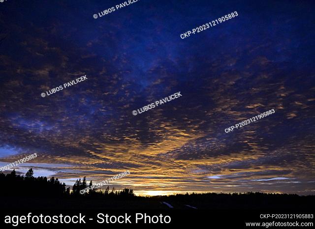 Afterglow at sunset over Horni Cerekvi, near Pelhrimov, Vysocina Region, December 19, 2023. (CTK Photo/Lubos Pavlicek)